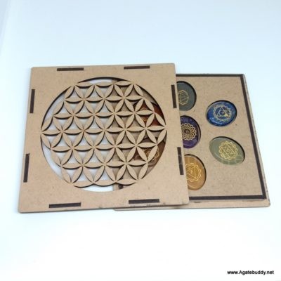 Seven Chakra Sanskrit Engraved Reiki Set with Flower of Life Box ...